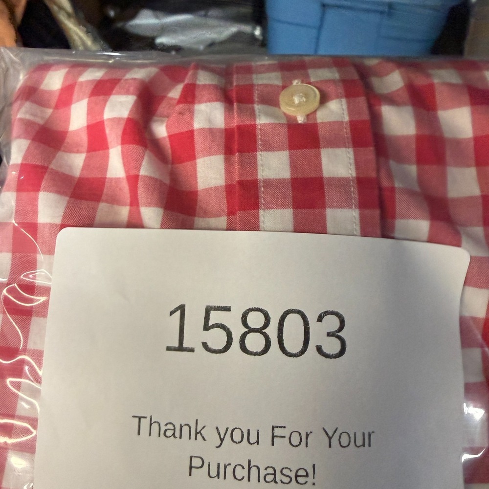 Polo Ralph Lauren Shirt Mens Medium Red White Gingham Check Non Iron Poplin READ - Picture 11 of 11